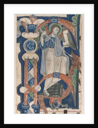 Historiated Initial Excised from a Choral Book: St. Michael and the Dragon, early 1200s by Unknown