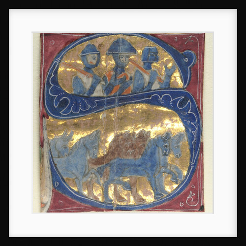 Historiated Initial Excised from a Bible: Soldiers and Horses, 1200s by Unknown