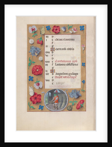 Hours of Queen Isabella the Catholic, Queen of Spain: Fol. 9v, August, c. 1500 by Master of the First Prayerbook of Maximillian