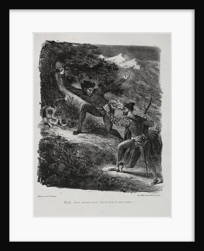 Illustrations for Faust: Faust and Méphistophélés in the mountains of the Hartz, 1828 by Eugène Delacroi