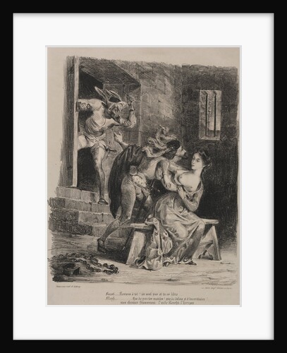 Illustrations for Faust: Faust in the prison of Marguerite, 1828 by Eugène Delacroi