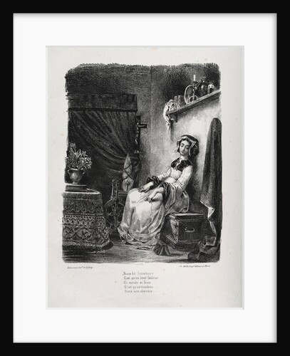 Illustrations for Faust: Marguerite with the wheel, 1828 by Eugène Delacroi