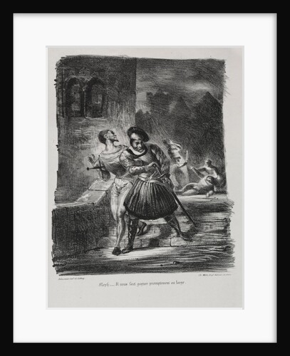 Illustrations for Faust: Méphistophélés and Faust flee after the duel, 1828 by Eugène Delacroi