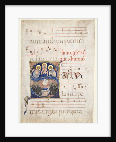 Initial S[alve sancta parens] with the Virgin Adored by Angels, and Singing Benedictine Monks…, c by Unknown