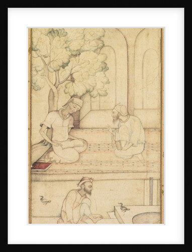 Kabir and Two Followers on a Terrace; Calligraphy, c. 1610-1620 by Unknown