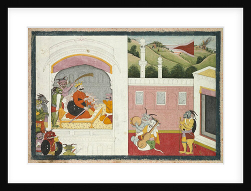 King Bana enjoying music in his court, from the Usha-Aniruddha section of a Krishna Lila, c. 1760-17 by Unknown