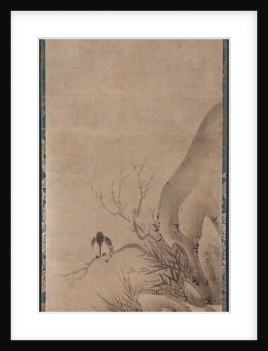 Kingfisher Perched above a Stream, late 1400s by Kenk? Sh?kei