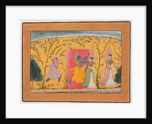 Krishna Exacts a toll from the Milkmaids, from a Bhagavata Purana, c. 1600 by Unknown