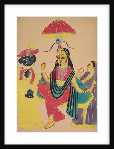 Krishna Standing by Radha who is Seated on a Chair, 1800s by Unknown