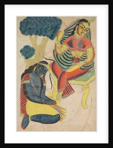 Krishna Stroking Radha's Feet, 1800s by Unknown