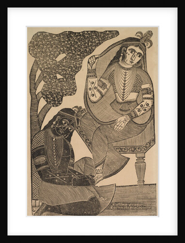 Krishna Stroking Radha's Feet, 1800s by Shri Gobinda Chandra Roy