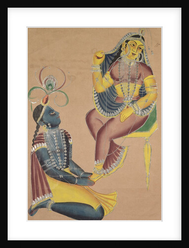 Krishna Stroking Radha's Feet, 1800s by Unknown