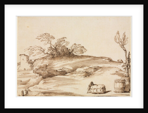 Landscape with a Man Leaning on a Bale, c. 1640 by Guercino