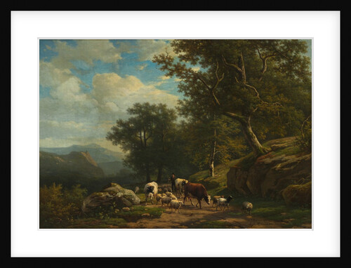 Landscape with a Peasant and His Flock, c. 1850 - 1859 by Alexander Joseph Daiwaille; Eugène Joseph Verboeckhoven