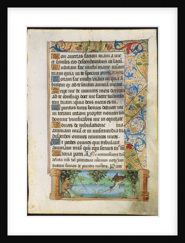 Leaf from a Book of Hours: Ape Fishing, c. 1500-1510 by Unknown