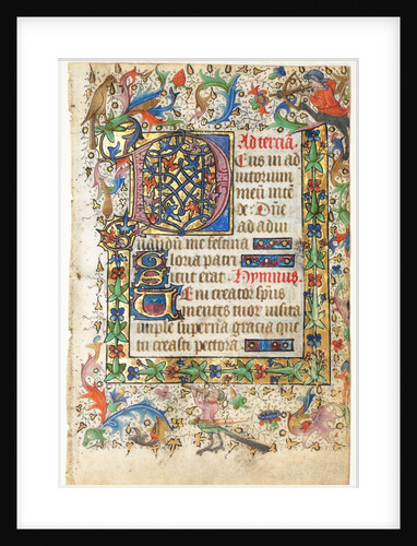 Leaf from a Book of Hours: Decorated Initial D[eus] with Foliated Border…, 1430s by Master of Guillebert de Mets; Workshop