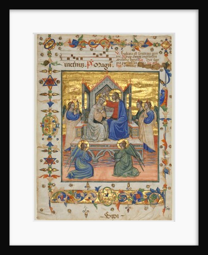 Leaf from an Antiphonary: Coronation of the Virgin, 1400s by Master of the Beffi Triptych (attributed to)