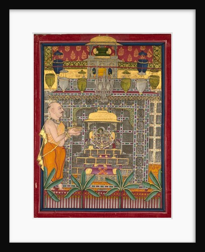 Maharao Kishor Singh dressed as a Vallabha priest worshipping Krishna as Brijrajji, mid 1800s by Unknown