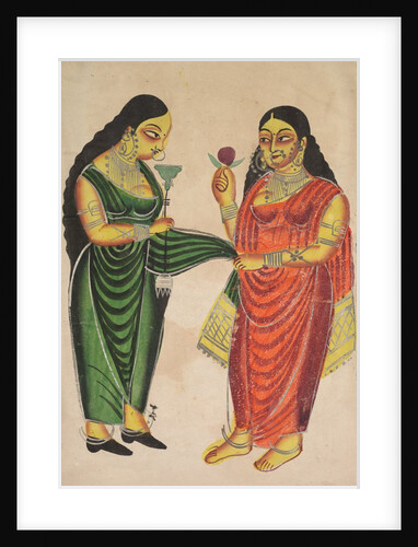 Maid Bringing a Hookah to a Lady; Krishna Weighted against Precious Objects, 180 by Unknown