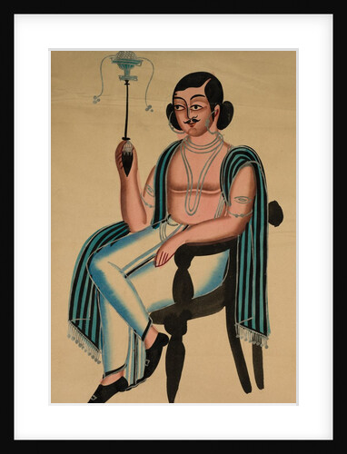 Man Seated in a European Chair Smoking a Margila Pipe, c. 1880 by Unknown