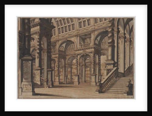 Monumental Vaulted Hall with Staircase by Giuseppe Galli Bibiena