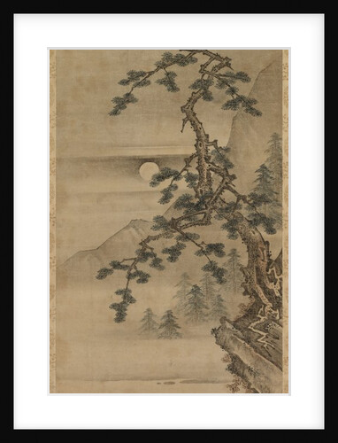 Moonlit Landscape of Pine Tree with Old Man in Boat, Muromachi period, 1392-1573 by Oguri Sotan
