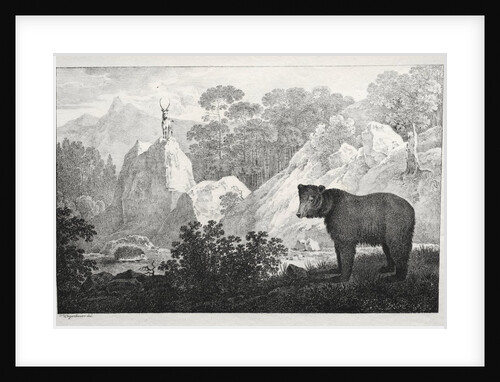 Mountainous Landscape with Bear in the Foreground by Maximilian Josef Wagenbauer