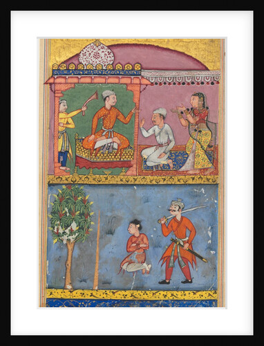 Page from Tales of a Parrot: Eighth night: The handmaiden appeals…, c. 1560 by Tara Chand