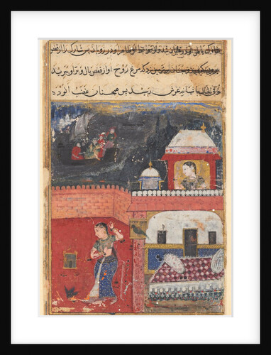 Page from Tales of a Parrot: First night: Khujasta kills the pet myna…, c. 1560 by Unknown