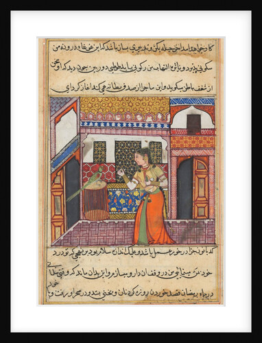 Page from Tales of a Parrot: Forty-third night: The parrot addresses Khujasta?, c. 1560 by Unknown