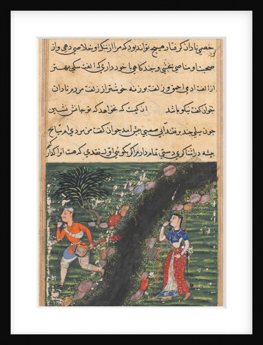 Page from Tales of a Parrot: Sixteenth night: The vagabond crosses…, c. 1560 by Unknown