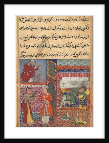 Page from Tales of a Parrot: Tenth night: The vizier?s son receives the magic…, c. 156 by Unknown