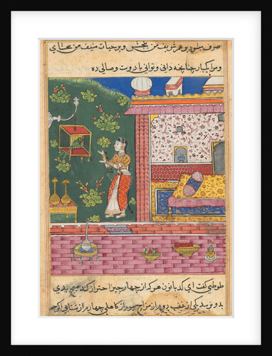 Page from Tales of a Parrot: Thirtieth night: The parrot addresses Khujasta…, c. 1560 by Unknown