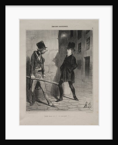 Parisian Emotions, plate 11: What Time is it Please?, 24 November 1839 by Honoré Daumier; Aubert