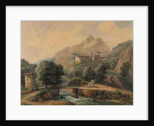 Paysage Italien: LAbbaye et Les Religieux, late 1800s-1900s by Jean-Victor Bertin