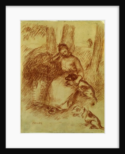 Peasant Girl with Dog, c. 1894 by Pierre-Auguste Renoir