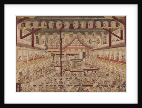 Perspective View of the Interior of the Nakamura Theater with Ichikawa Ebizo II as Yanone Goro, 1740 by Okumura Masanobu