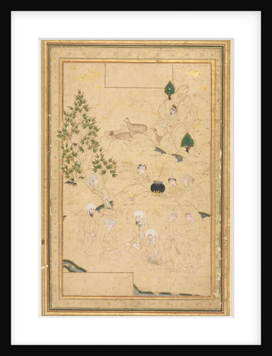 Picnic in the Mountains; Single Page Illustration, c. 1550-1600 by Muhammadi (style of)