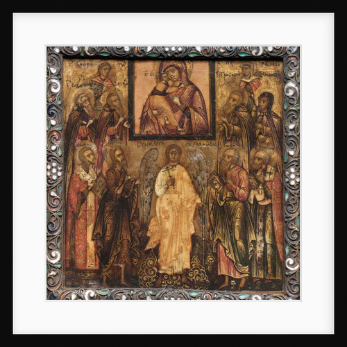 Portable Triptych Icon: Adoration of the Miracle-Working Icon of the Vladimir Mother of God,1600s by Unknown