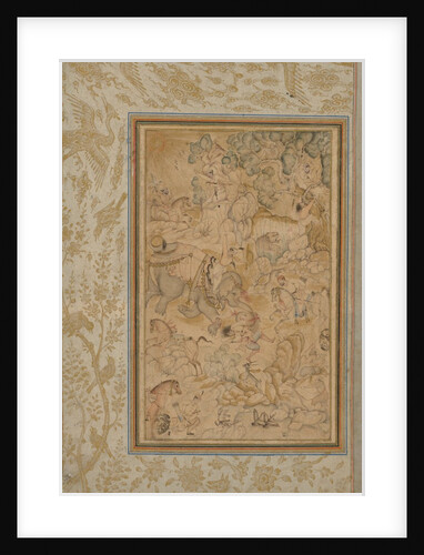 Princes hunting in a rocky landscape, c. 1580-85; borders added c. 1700s by Unknown