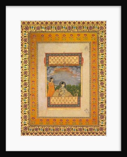Princess and attendant in trompe l?oeil window, c. 1765 by Aqil Khan