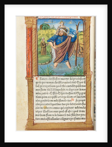 Printed Book of Hours: fol. 101v, St. Christopher, 1510 by Guillaume Le Rouge