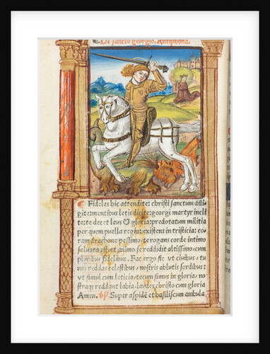 Printed Book of Hours: fol. 103v, St. George Slaying the Dragon, 1510 by Guillaume Le Rouge