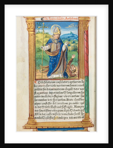 Printed Book of Hours: fol. 105v, St. Claude as Bishop, 1510 by Guillaume Le Rouge