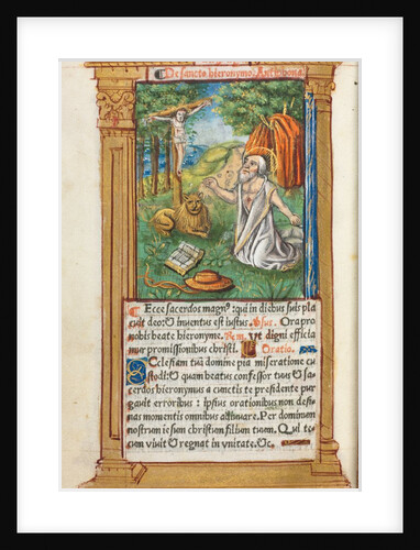Printed Book of Hours: fol. 107v, St. Jerome and the Lion, 1510 by Guillaume Le Rouge