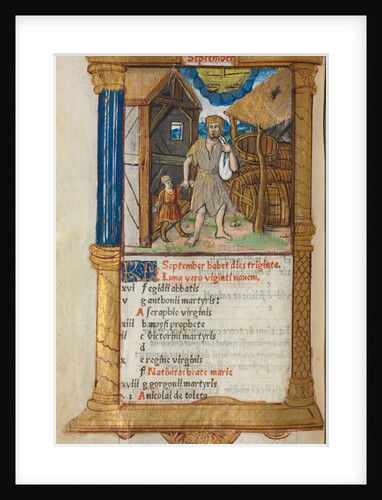 Printed Book of Hours: fol. 10v, September calendar illustration, 1510 by Guillaume Le Rouge