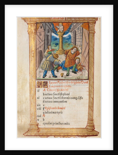 Printed Book of Hours: fol. 2v, January calendar illustration, 1510 by Guillaume Le Rouge