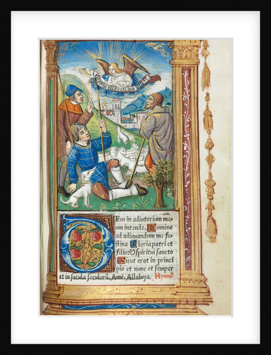 Printed Book of Hours: fol. 36r, Annunciation to the Shepherds, 1510 by Guillaume Le Rouge