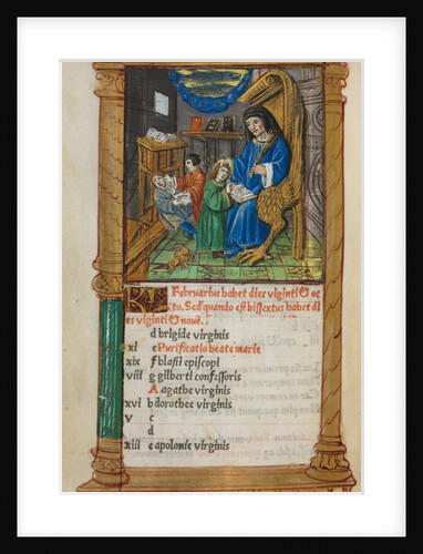 Printed Book of Hours: fol. 3v, February calendar illustration, 1510 by Guillaume Le Rouge