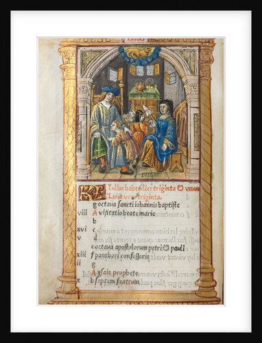 Printed Book of Hours: fol. 8v, July calendar illustration, 1510 by Guillaume Le Rouge